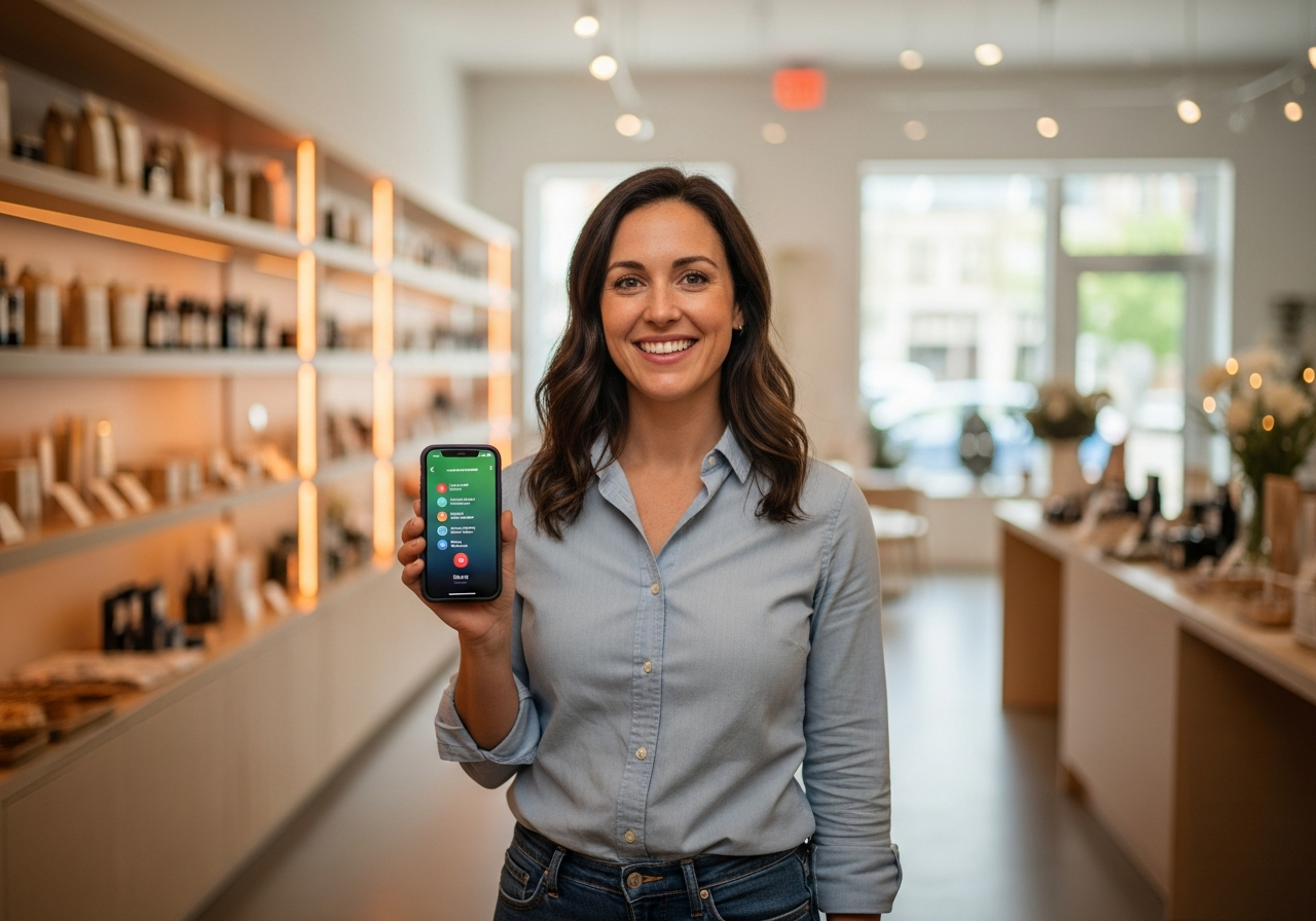 Small business owner empowered by AI voice agent